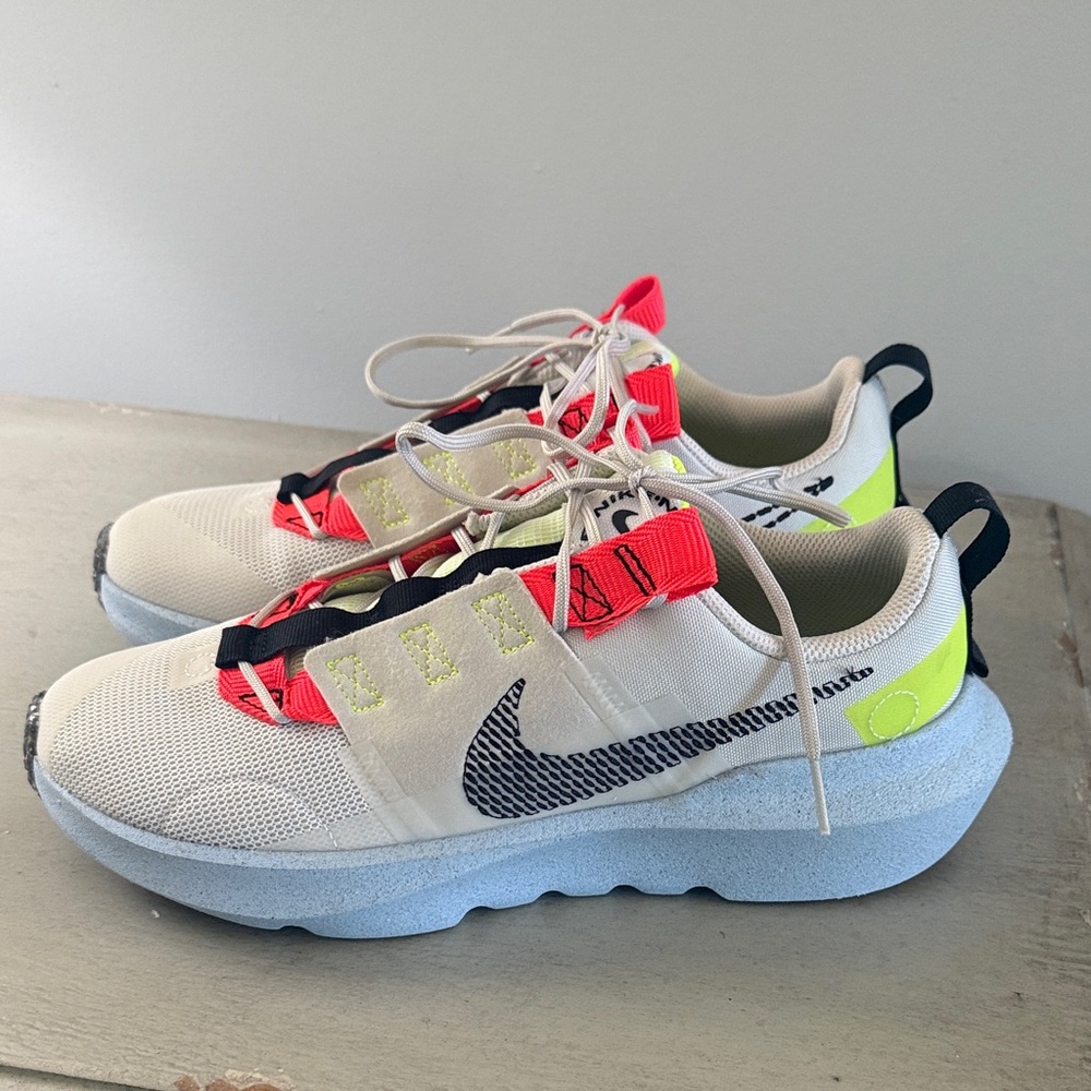 Nike Women's Sneakers - White, Neon, and Blue